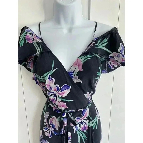 YUMI KIM Small Orchid Bliss Silk Wrap Endless Love Maxi Dress Cold Shoulder - Picture 3 of 8